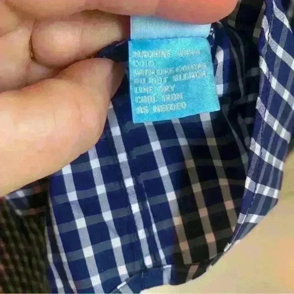 J McLaughlin Mens Shirt Sz Large Blue Gingham Plaid Linen Button Up Long Sleeve - Picture 7 of 7